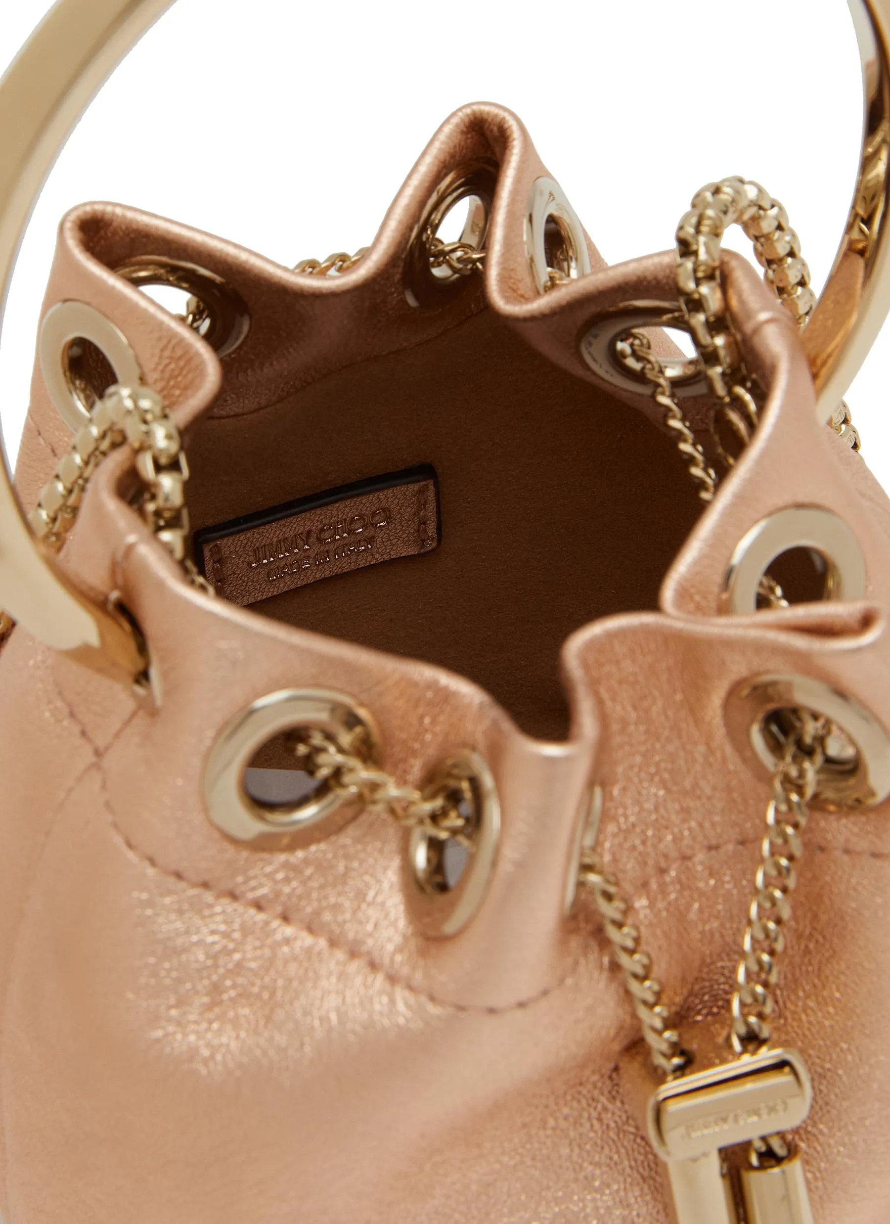 -----------JIMMY CHOO  ---- ------------ ----Micro Bon Bon Leather Bucket Bag --