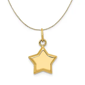 14k Yellow Gold 11mm Puffed Star Necklace