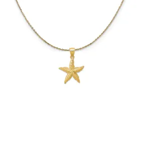 14k Yellow Gold 20mm Textured Starfish Necklace