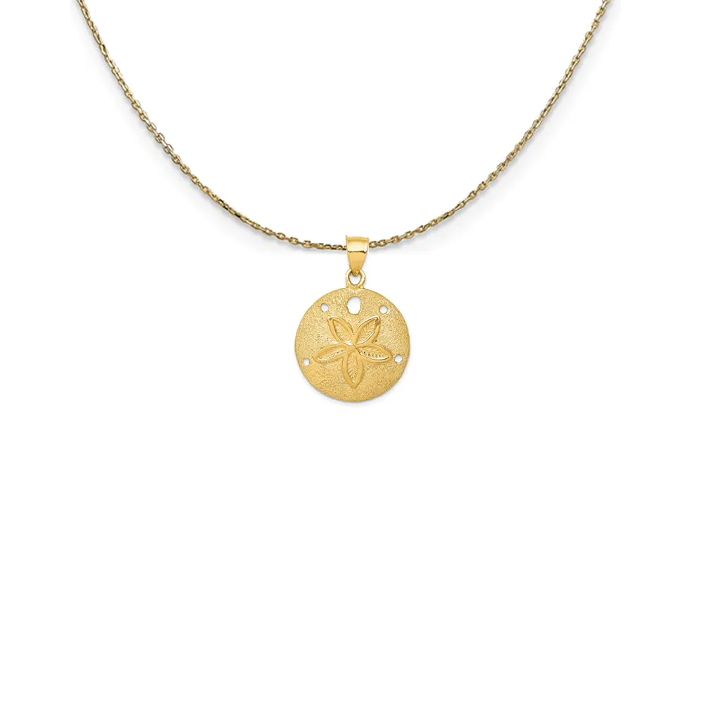 14k Yellow Gold 25mm Laser Cut Sand Dollar Necklace