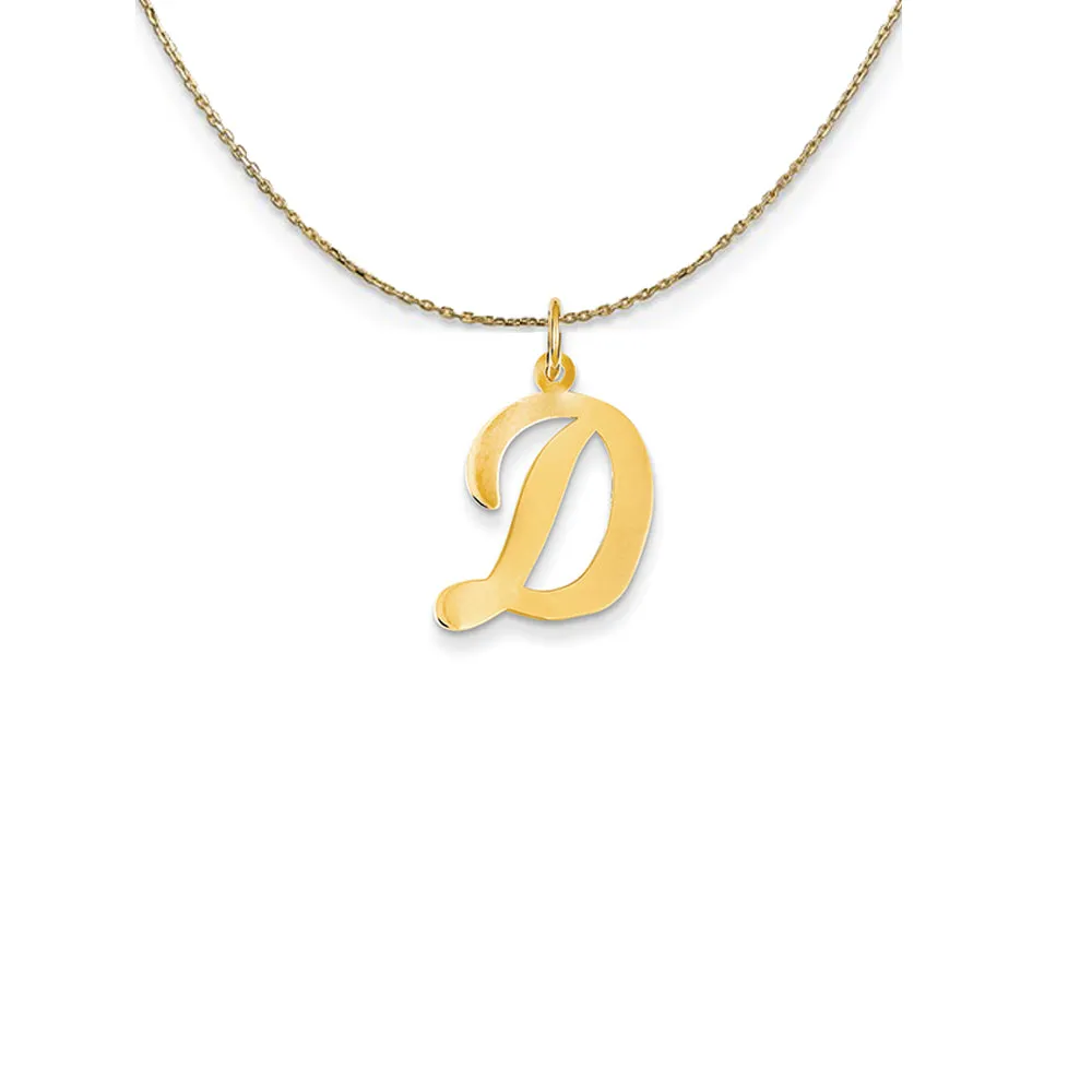 14k Yellow Gold Medium Script Initial D Necklace