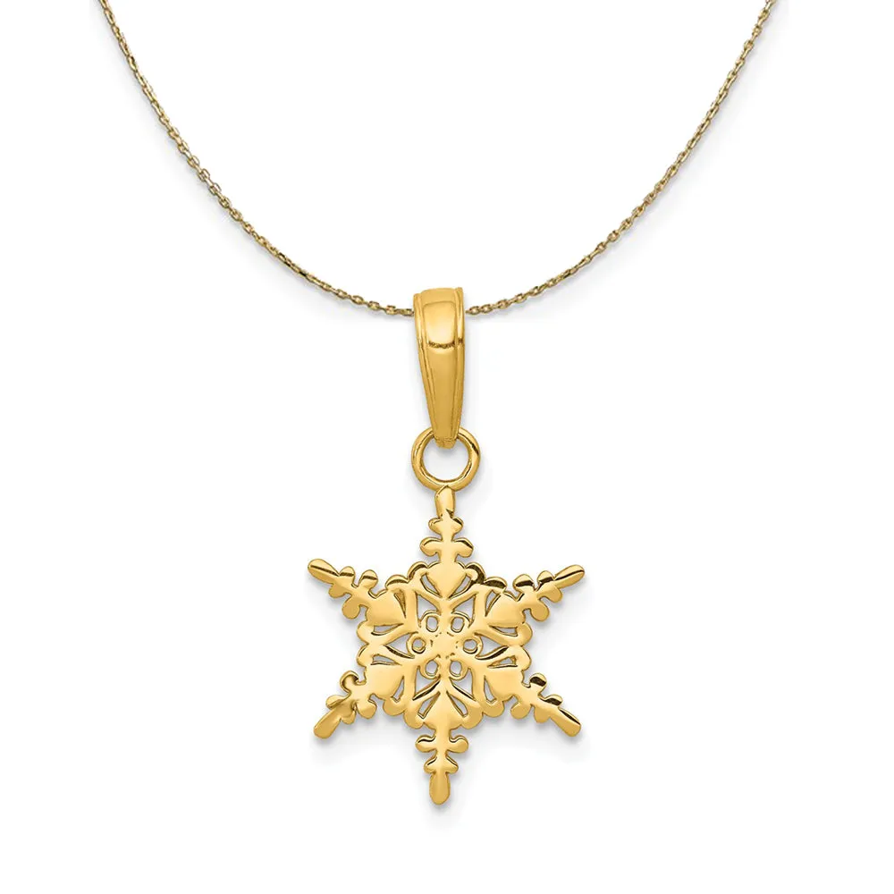 14k Yellow Gold Polished Small Snowflake Necklace