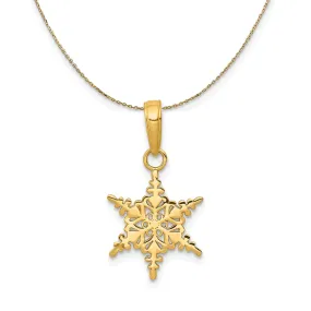 14k Yellow Gold Polished Small Snowflake Necklace