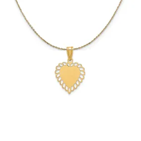 14k Yellow Gold Satin Scalloped Heart Necklace