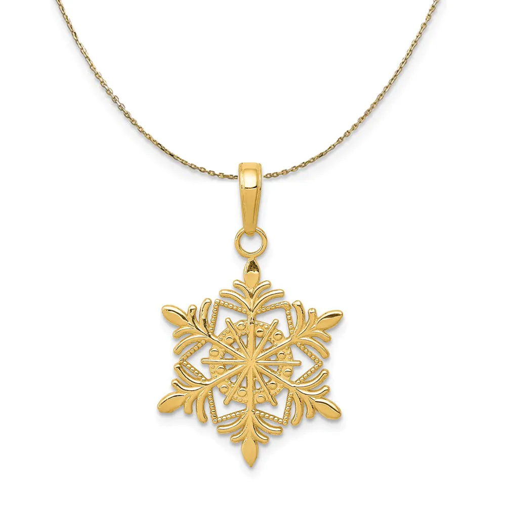 14k Yellow Gold Snowflake Necklace