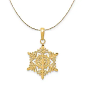 14k Yellow Gold Snowflake Necklace