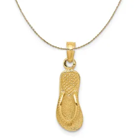 14k Yellow Gold Textured Flip Flop Necklace