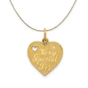 14k Yellow Gold Very Special Sis Heart Necklace