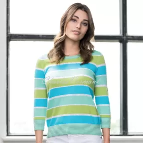 Alison Sheri Striped Sweater - Style A41035 (Aqua / Lime / Peppermint)