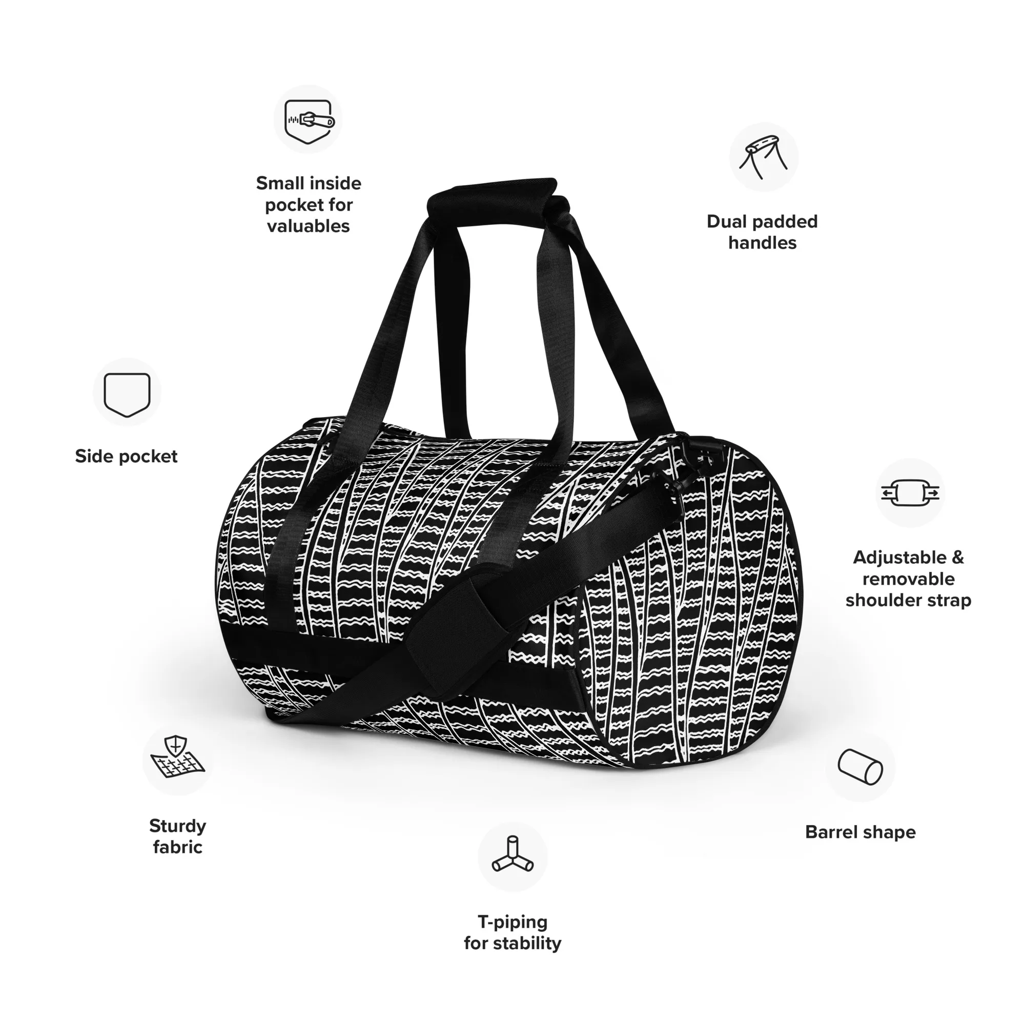 All-over print gym bag – Duck Feathers