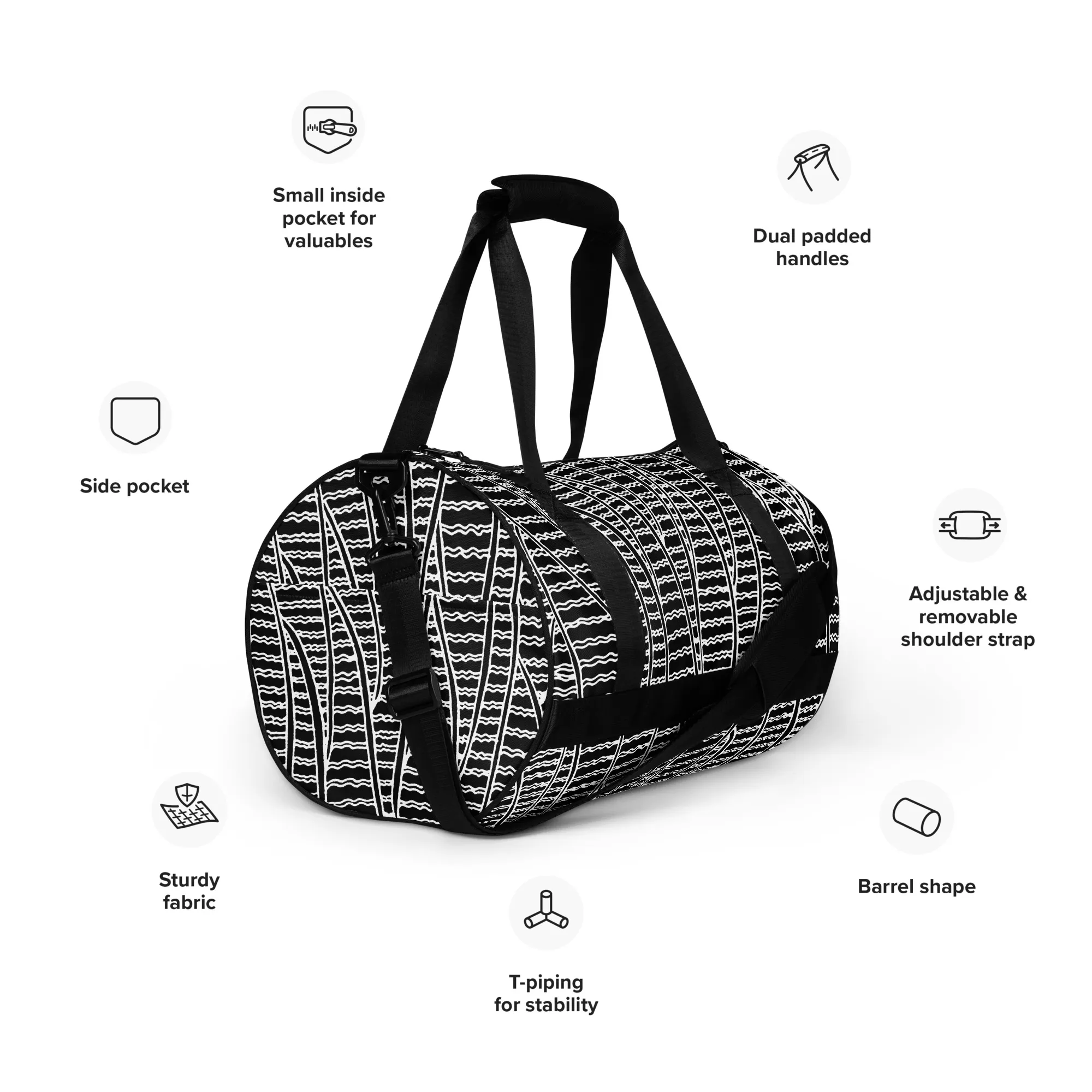 All-over print gym bag – Duck Feathers