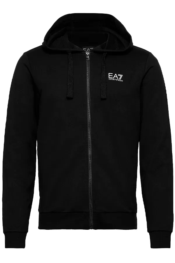 Armani EA7 ID Logo Zip Hoodie Black