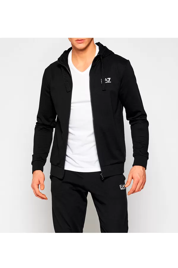 Armani EA7 ID Logo Zip Hoodie Black