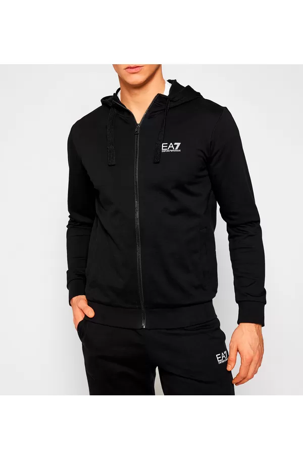 Armani EA7 ID Logo Zip Hoodie Black