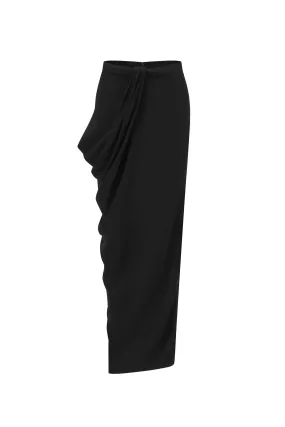 ASYMMETRIC DRAPED SKIRT BLACK