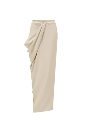 ASYMMETRIC DRAPED SKIRT BONE WHITE