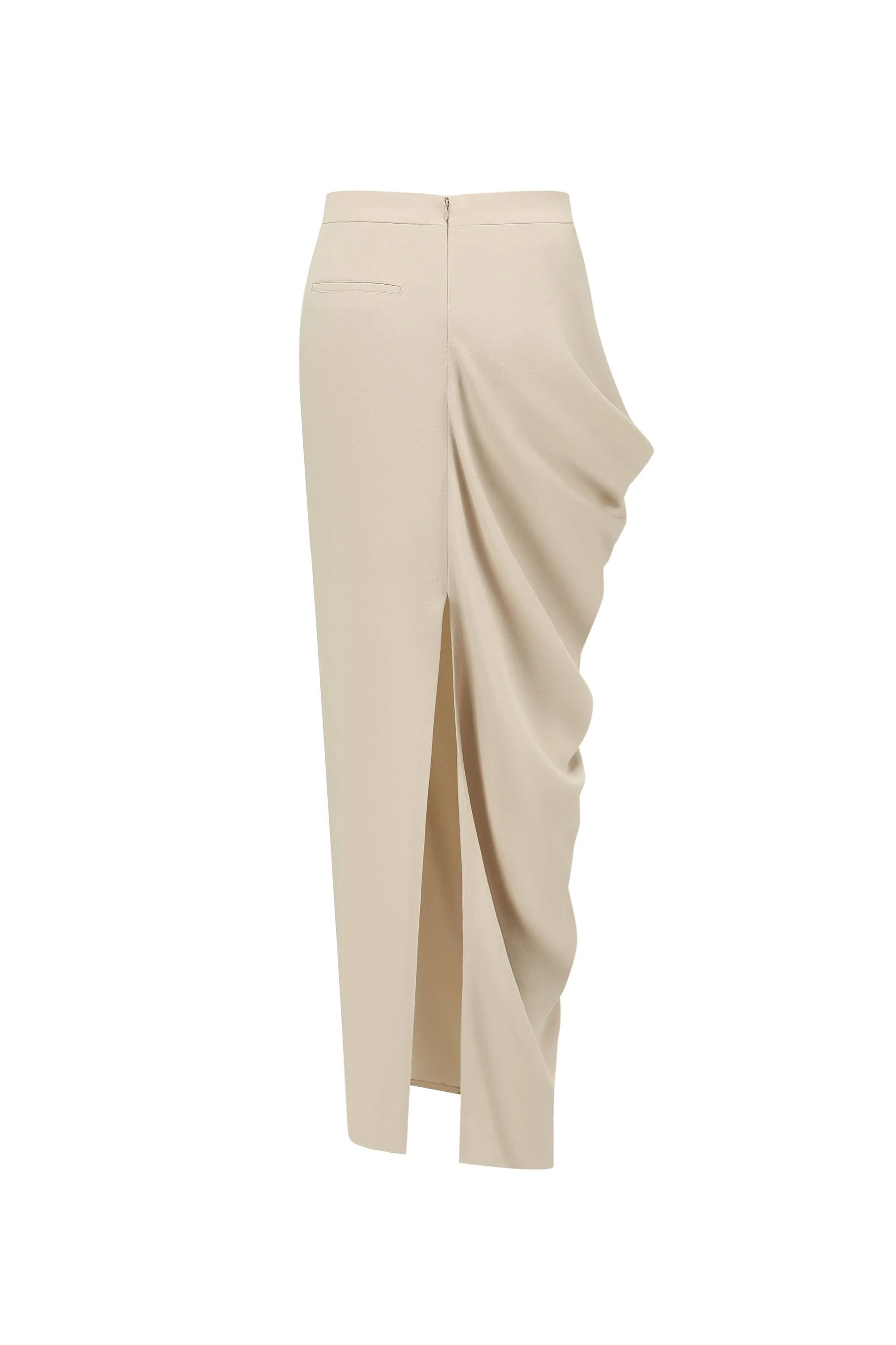 ASYMMETRIC DRAPED SKIRT BONE WHITE