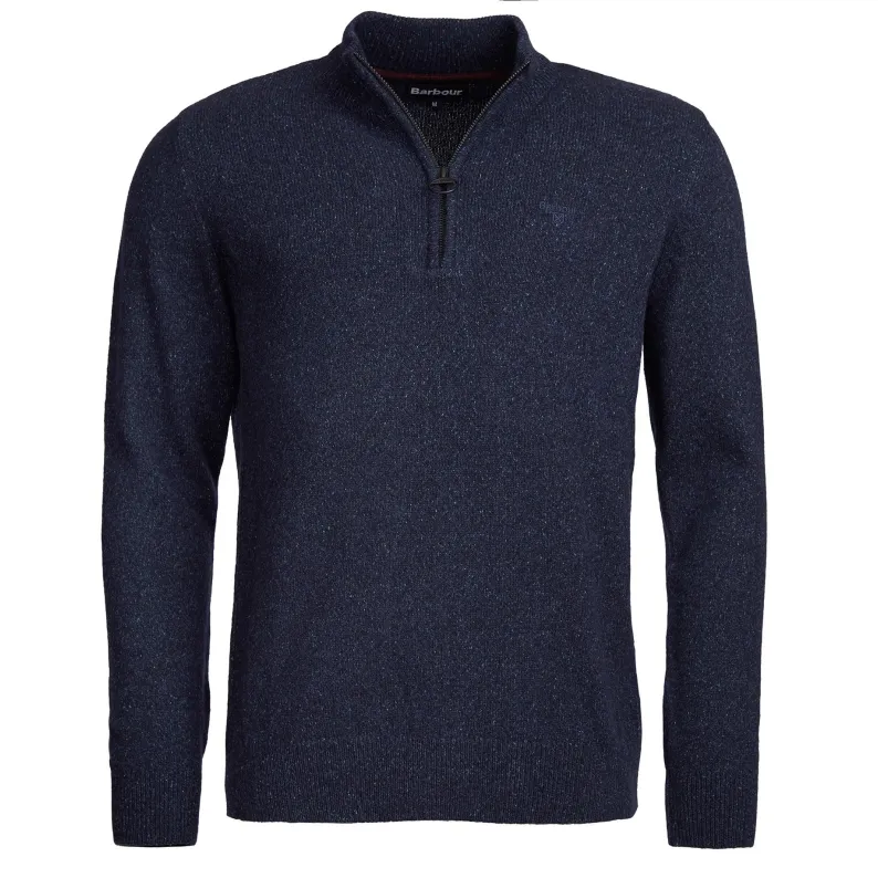 Barbour Tisbury Luxury Wool-Silk Blend Half-Zip Sweater Tweed-Fleck Comfort MKN1187NY91 Navy