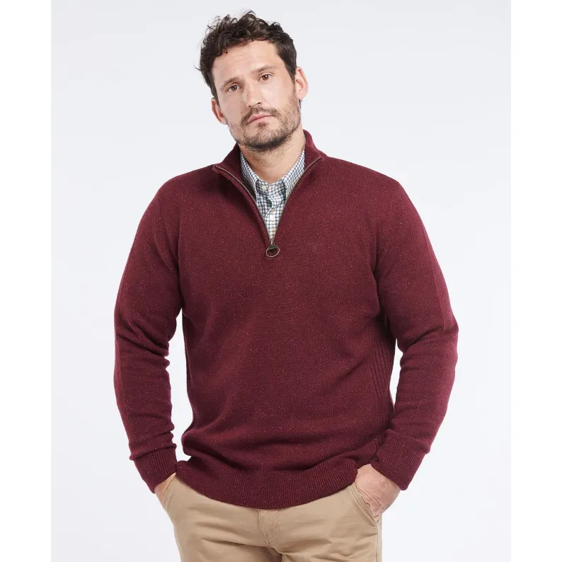 Barbour Tisbury Luxury Wool-Silk Blend Half-Zip Sweater: Tweed-Fleck Comfort MKN1187RE53 RUBY