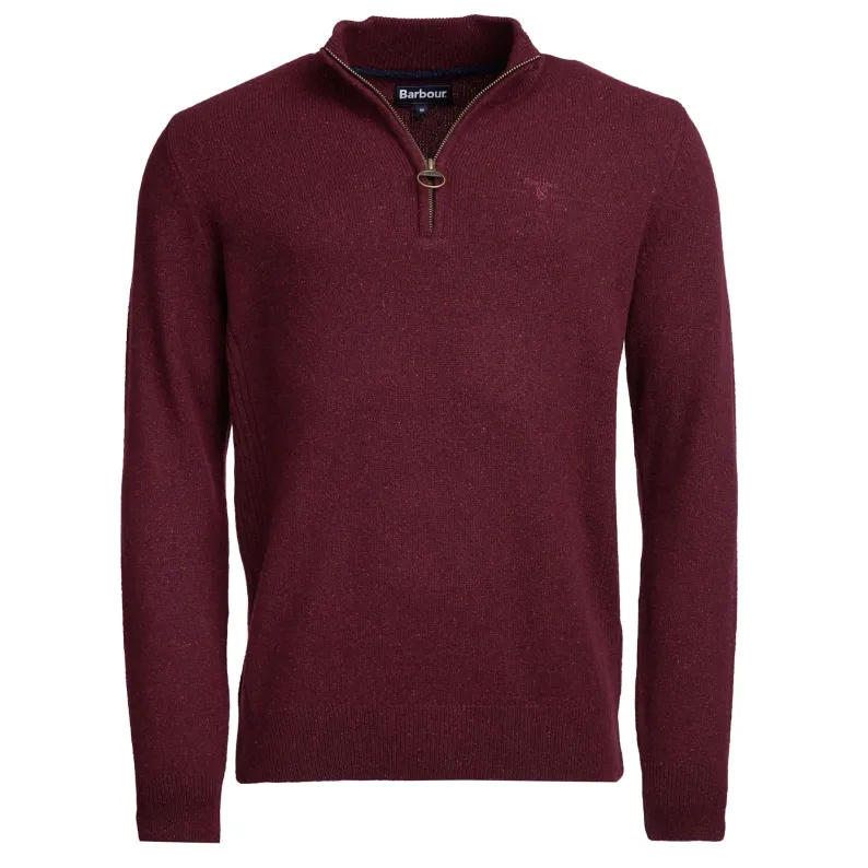 Barbour Tisbury Luxury Wool-Silk Blend Half-Zip Sweater: Tweed-Fleck Comfort MKN1187RE53 RUBY