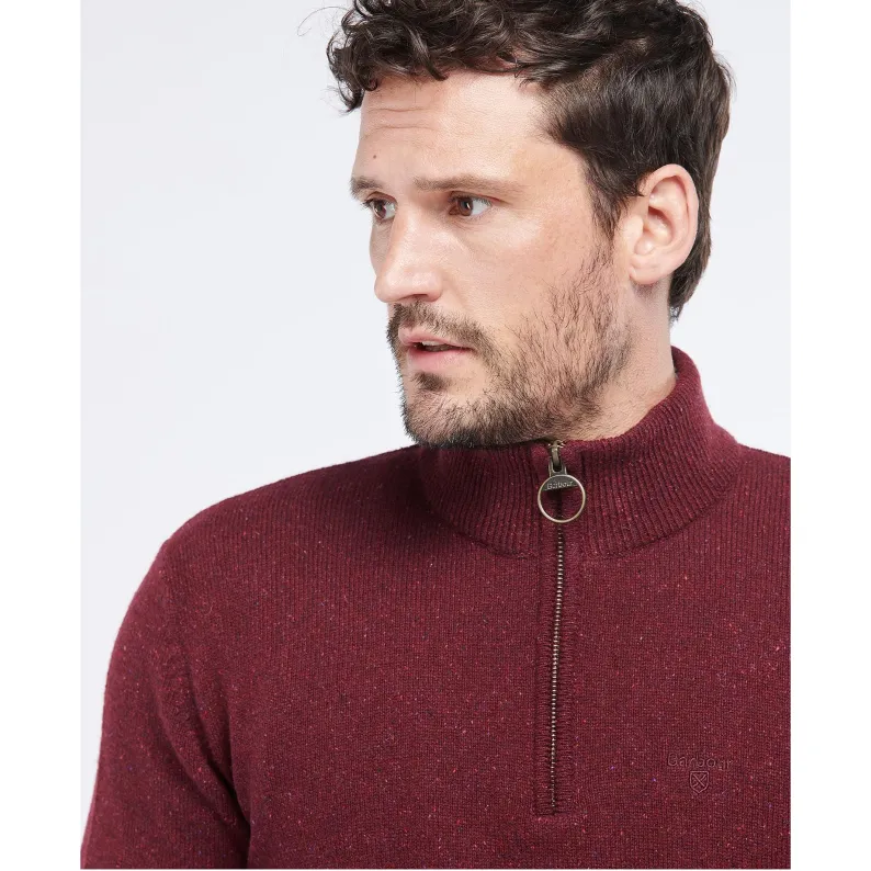 Barbour Tisbury Luxury Wool-Silk Blend Half-Zip Sweater: Tweed-Fleck Comfort MKN1187RE53 RUBY