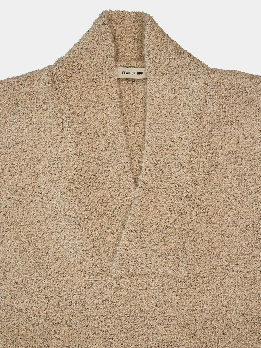 Beige Wool Mohair V-Neck Sweater