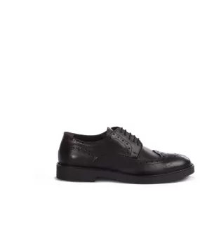 Black brogue leather derby shoes