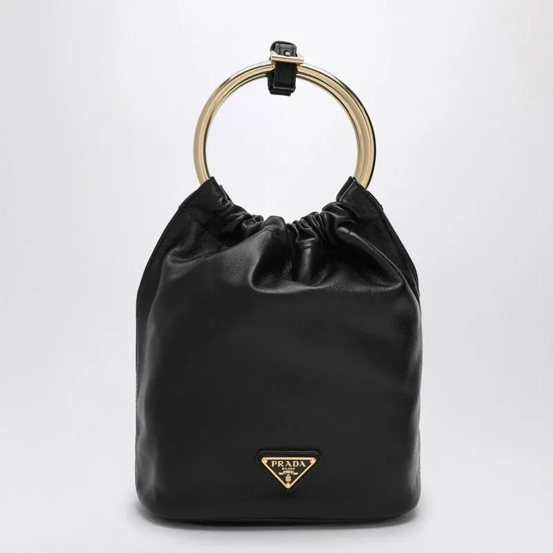 Black Nappa leather mini bucket bag