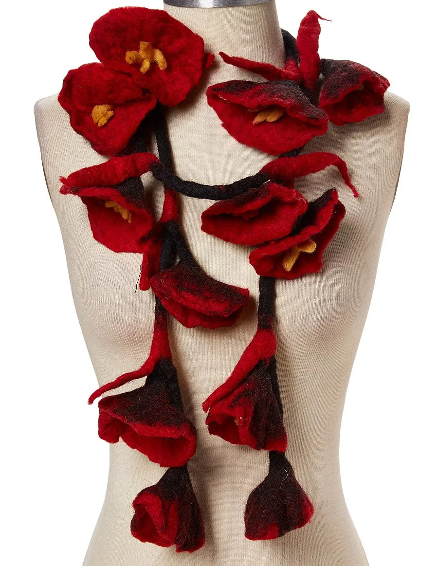 Black Red Felt Flower Garland