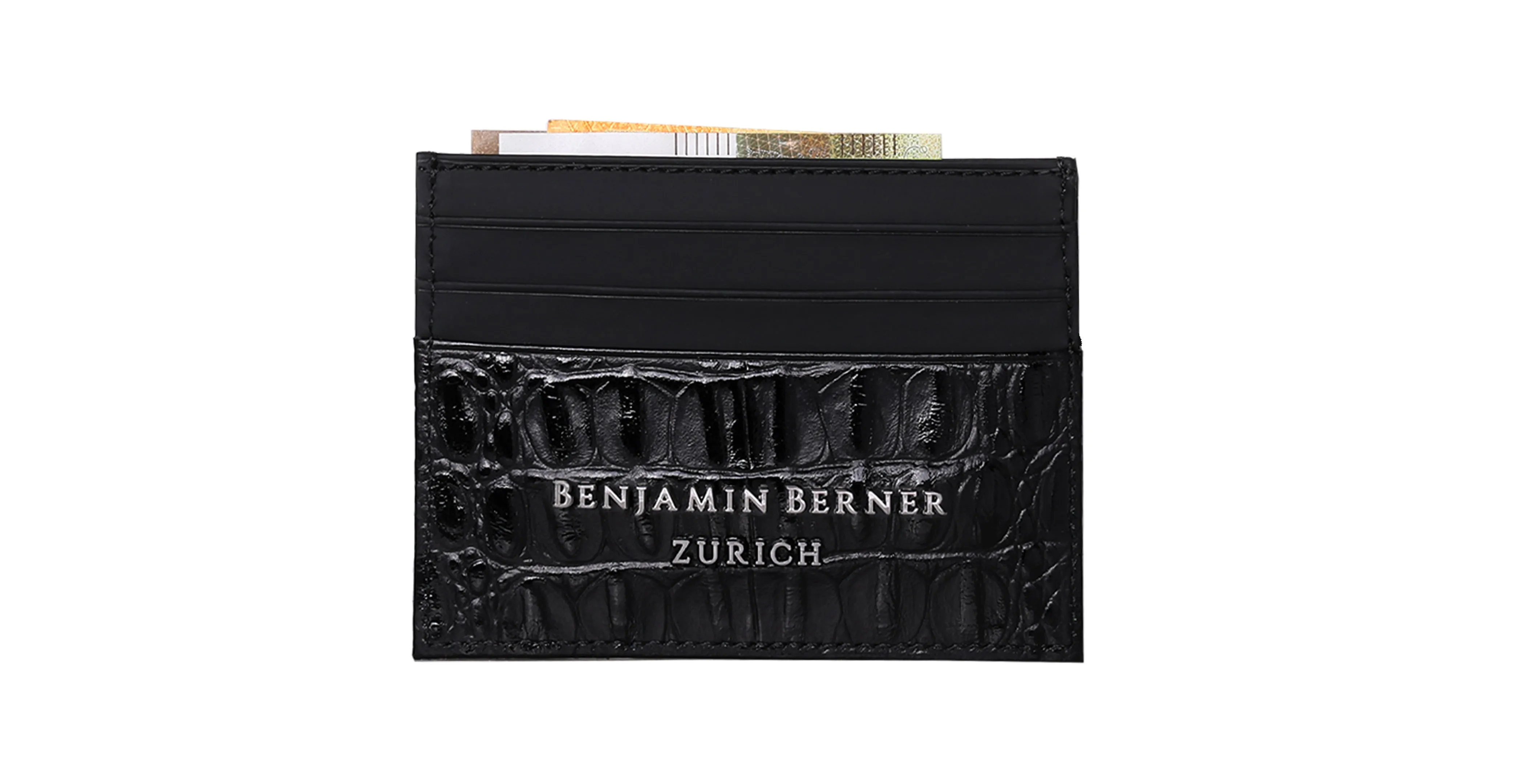 BNJ CARDHOLDER BLACK ALLIGATOR EFFECT  CALFSKIN