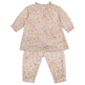 Bonton Baby Biscotte Pants Pink Jolies Fleurs Print