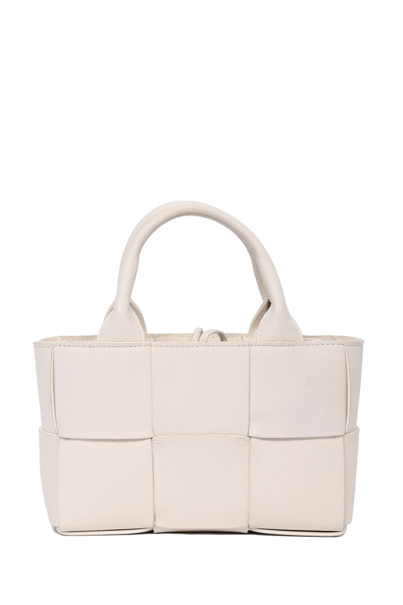 Bottega Veneta White Leather Mini Arco Tote with Strap