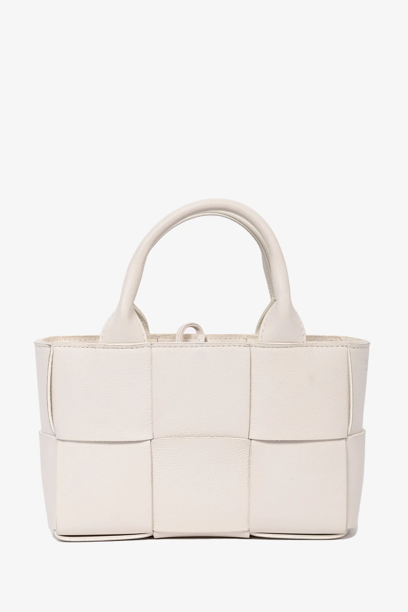 Bottega Veneta White Leather Mini Arco Tote with Strap