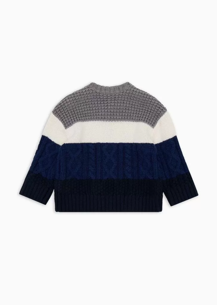 BOYS MIXED KNIT SWEATER W/ LOGO ON FRONT - Blue