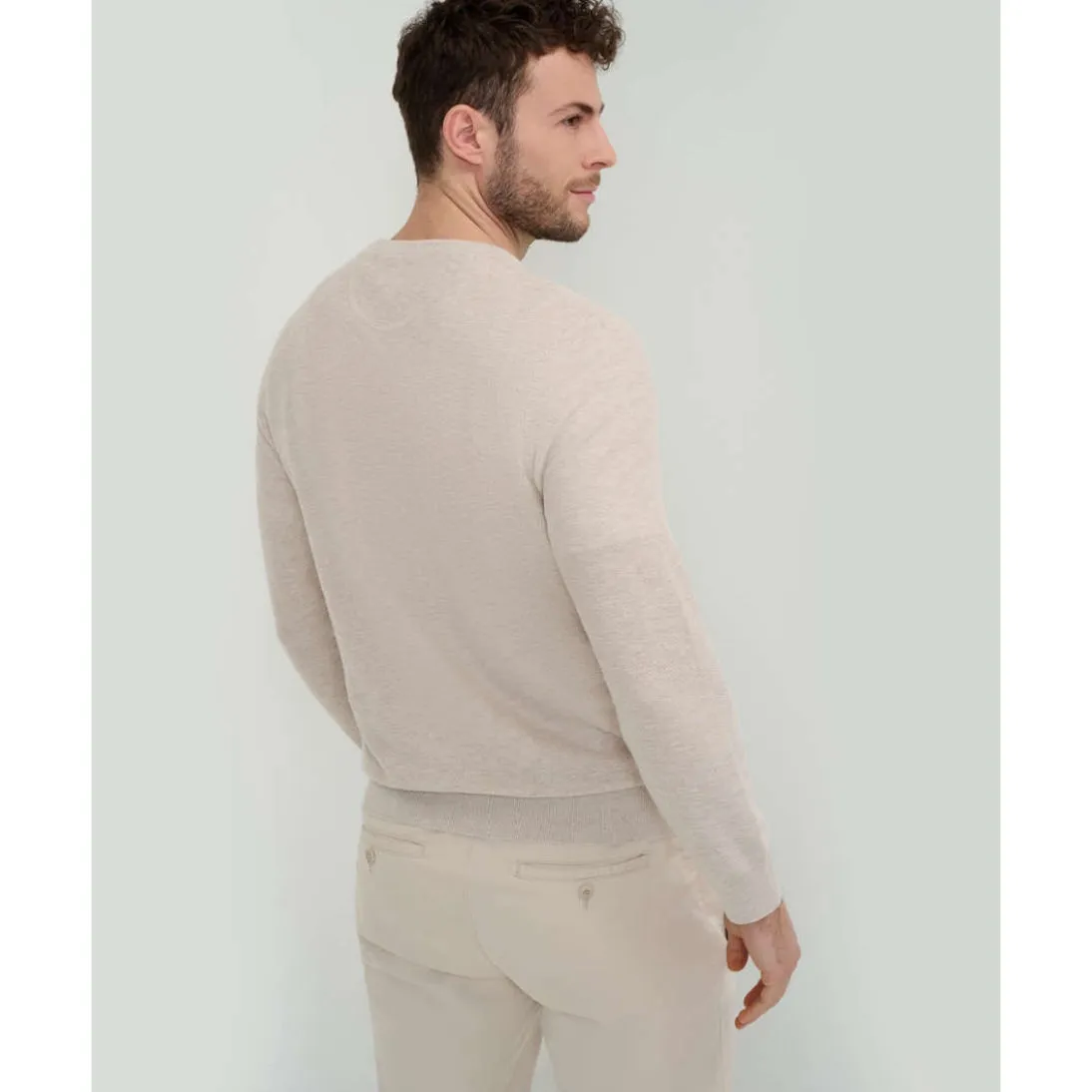 Brax Crew Neck Sweater Cotton Linen 24-4108 Cosy Linen