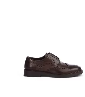 Brown brogue leather derby shoes