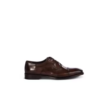 Brown brogue leather oxford shoes