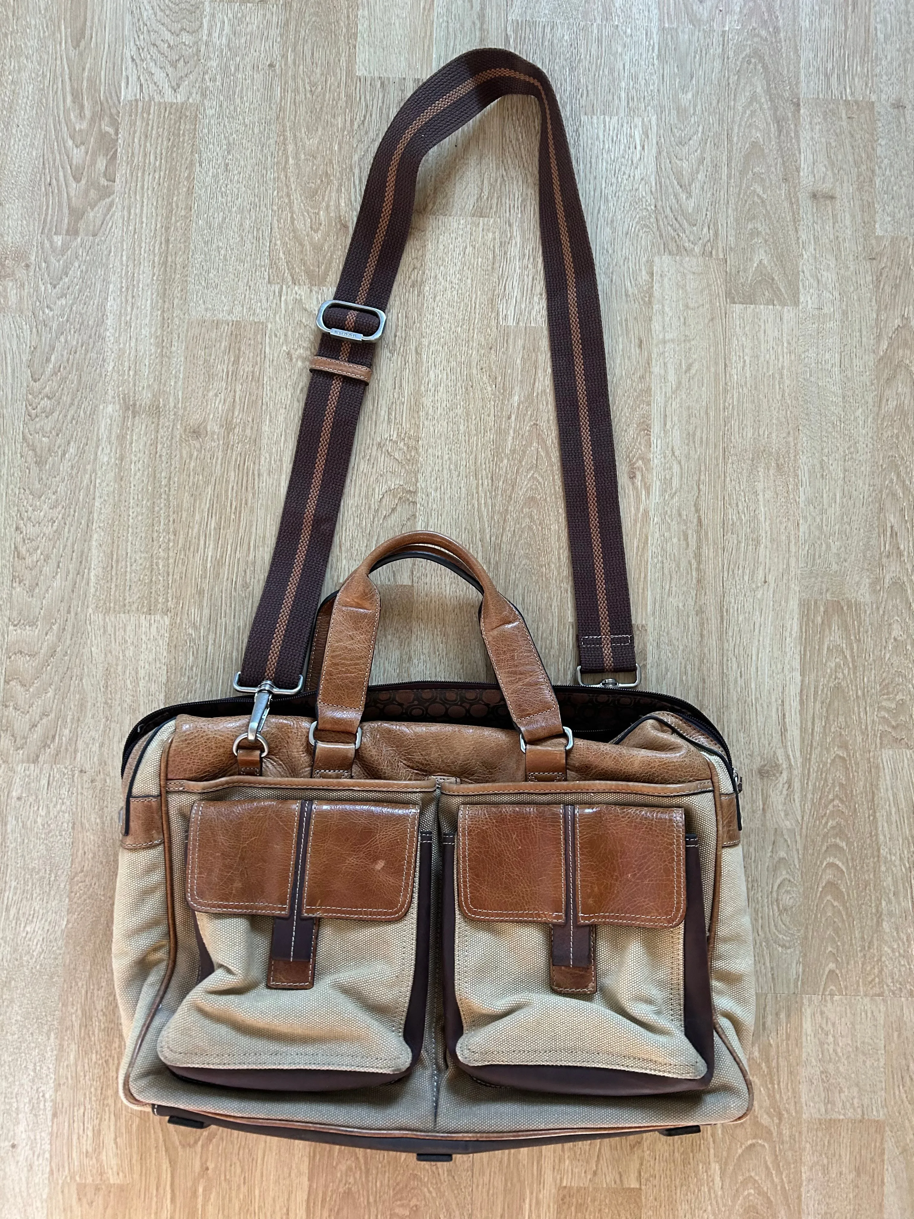 Brown&beige briefcase bag