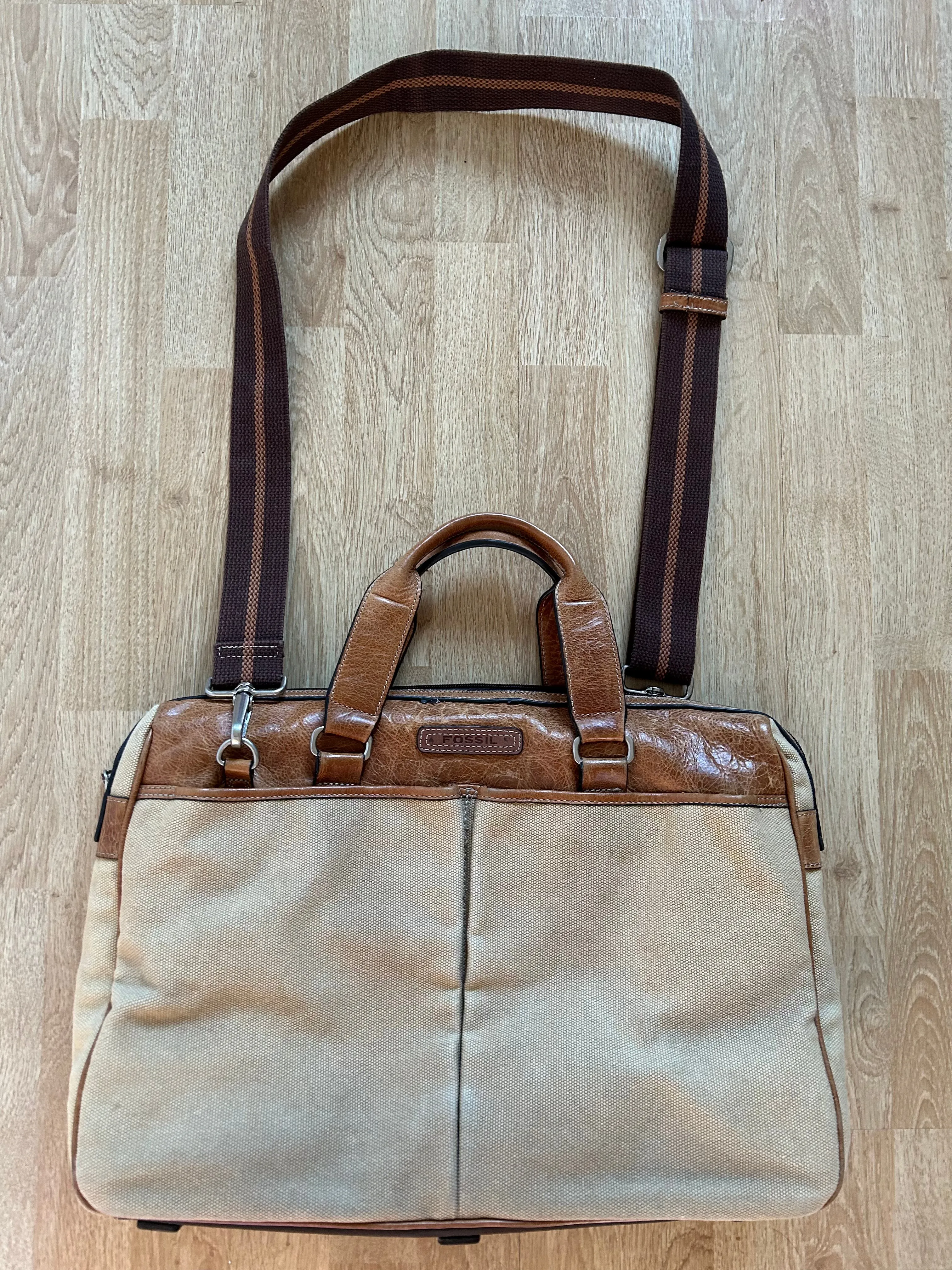 Brown&beige briefcase bag