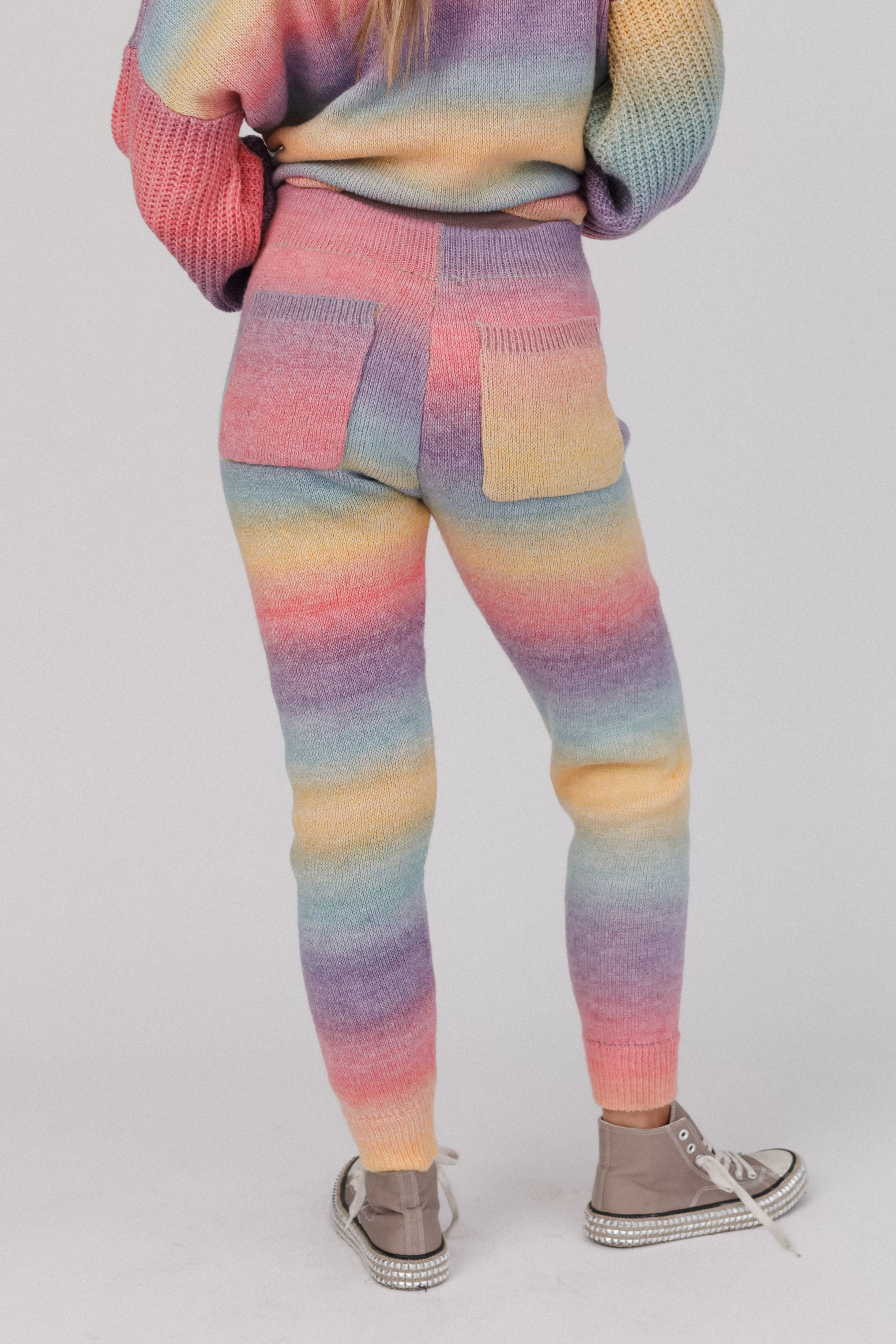 Bubbly Girl Knit Jogger Pants - Pink Multi