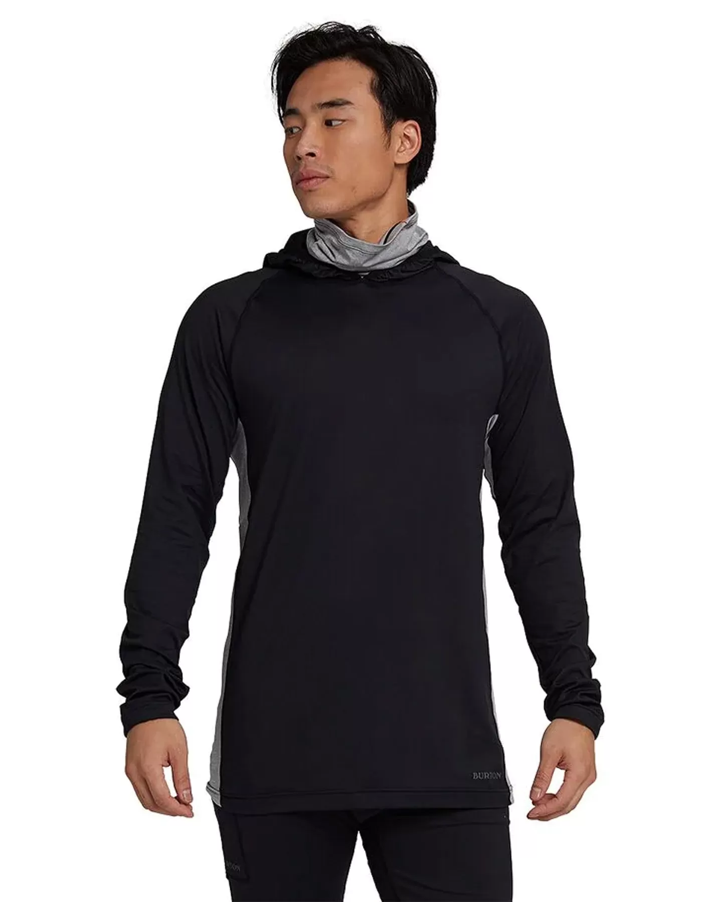 Burton Men's Midweight X Base Layer Long Neck Hoodie - True Black/Gray Heather