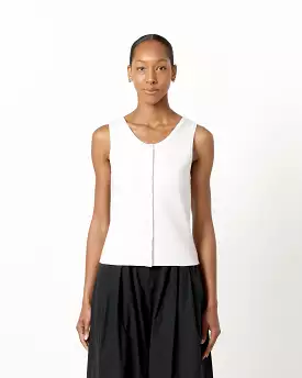 Button U-Neck Vest in Light Grey