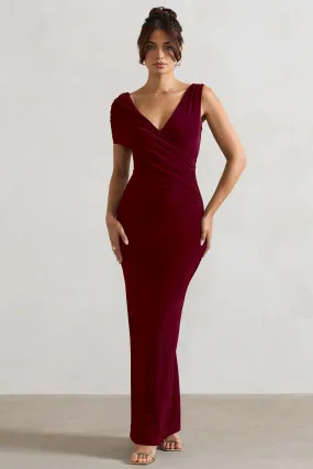 Capella | Berry Asymmetric Wrap Maxi Dress