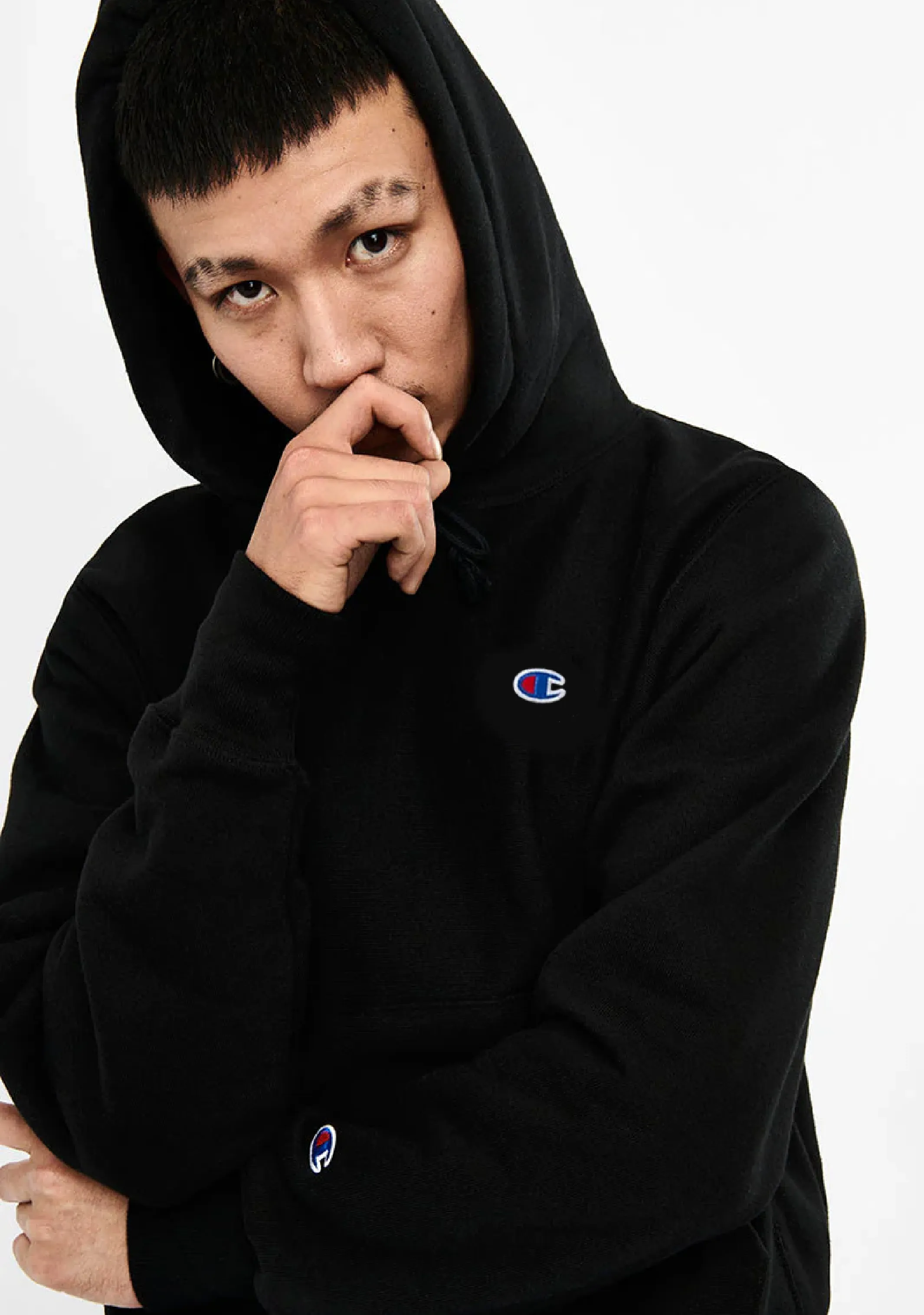 Champion Mens C Logo Hoodie <br> A1589H BLK