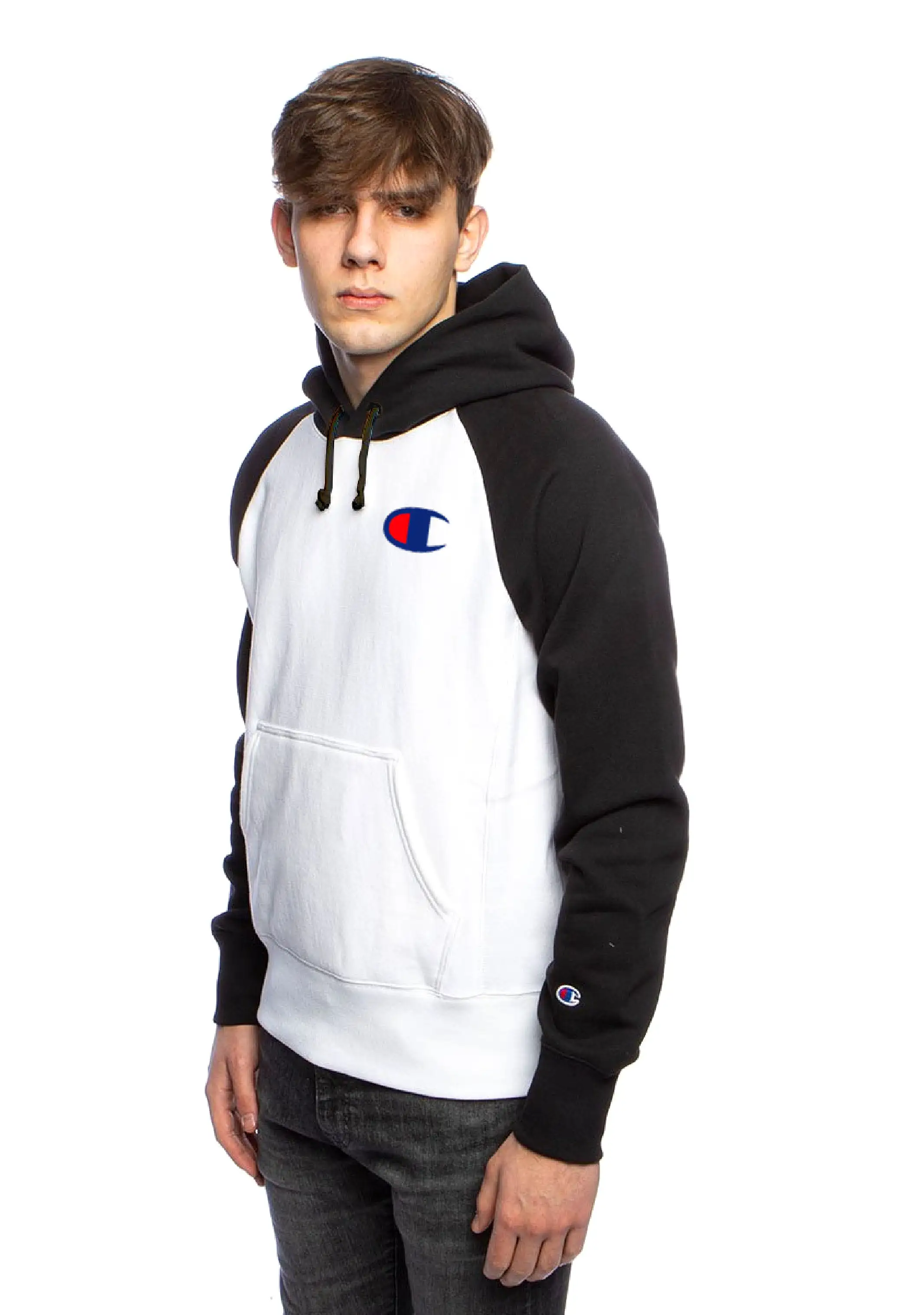 Champion Mens Lightweight Terry Colour Block Hoodie <br> AW44N BAW