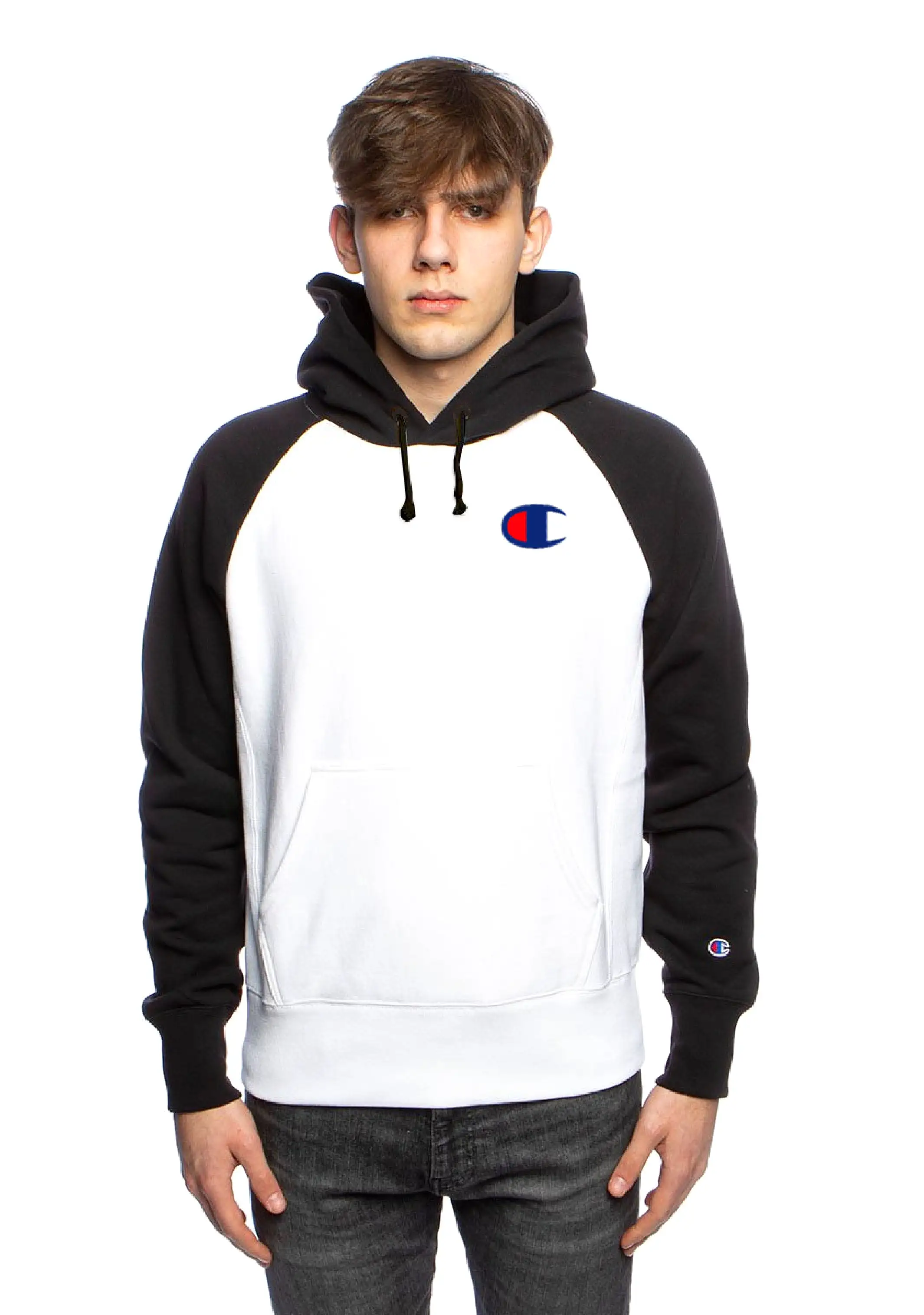 Champion Mens Lightweight Terry Colour Block Hoodie <br> AW44N BAW