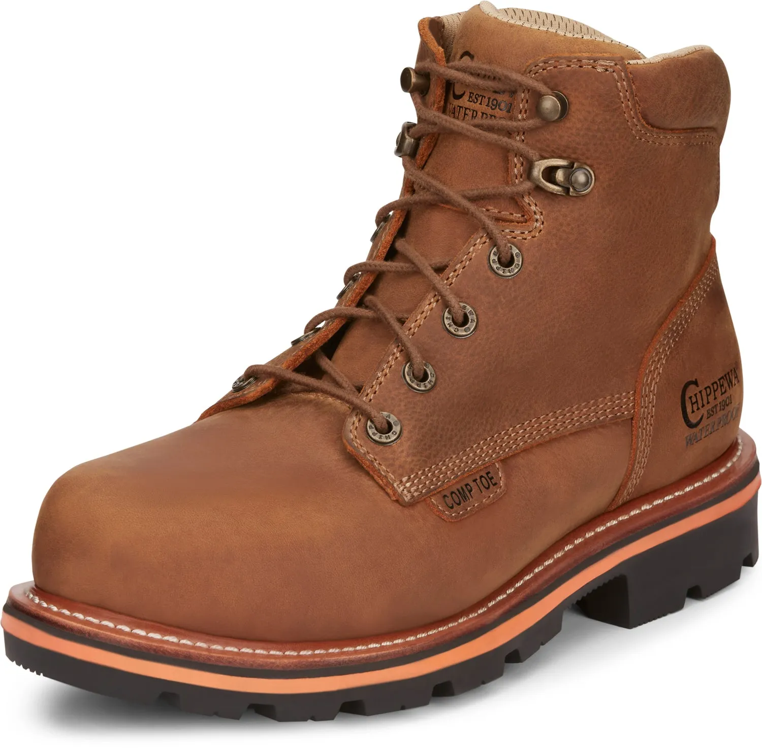 Chippewa Mens Thunderstruck 6in Waterproof Comp Toe Blonde Leather Work Boots