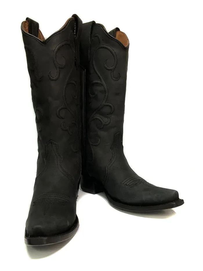 Circle G Women's Black Embroidered Snip Toe Western Boot