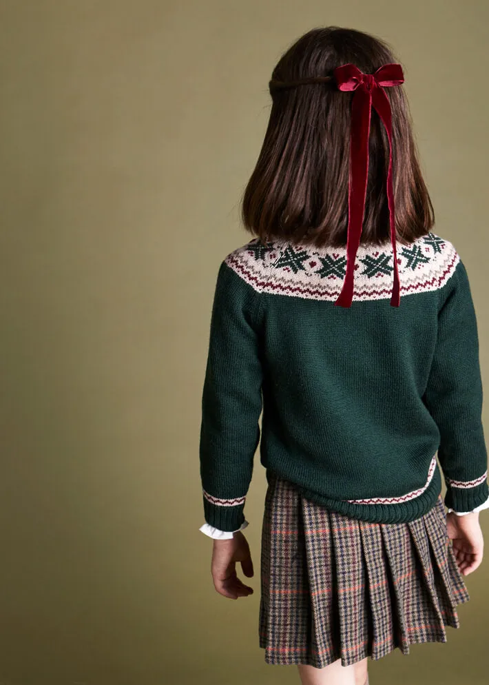 Classic Fair Isle Merino Wool Jumper in Green (12mths-10yrs)