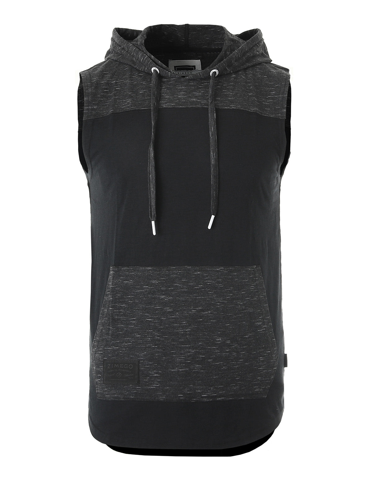 Color Block Sleeveless Pullover Kangaroo Pocket Workout Hooded Tank